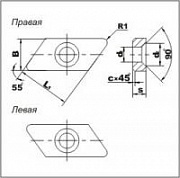 Сменная опорная многогранная пластина КЗТС 741 (OKN-R), 742 (OKN-L)